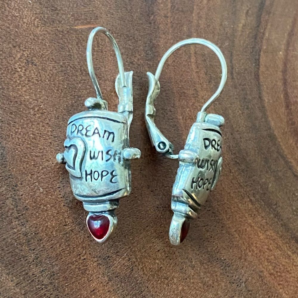 Brighton silver and red‎ heartbeat dream wish hope lever back earrings - Picture 2 of 5